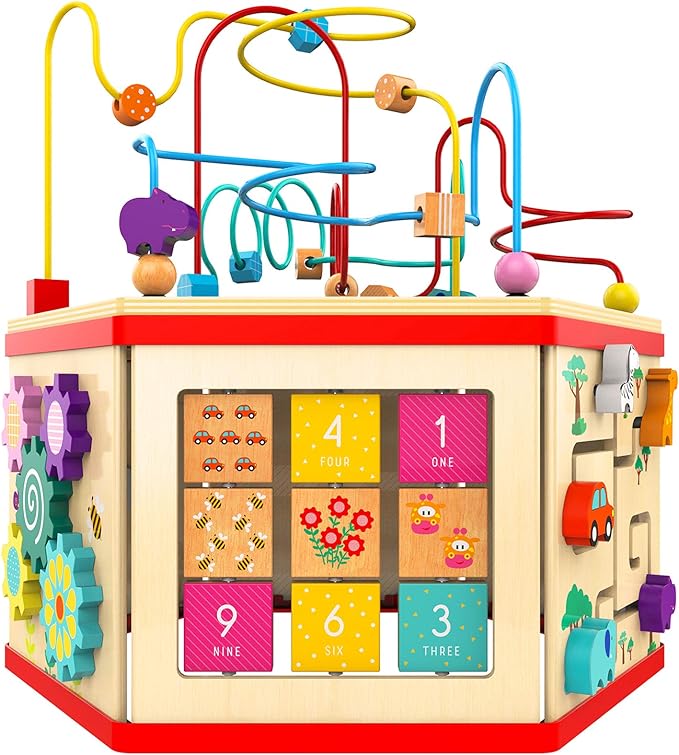 Cubo de actividad de madera montessori