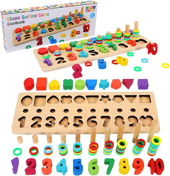 Rompecabezas de madera para clasificar números Montessori